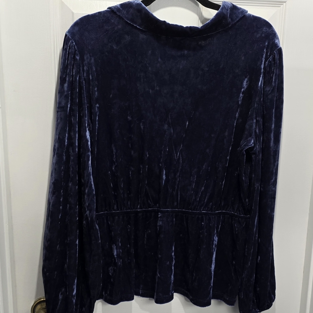 Modcloth Velvet Wrap Blouse - Deep Blue - Picture 4 of 4